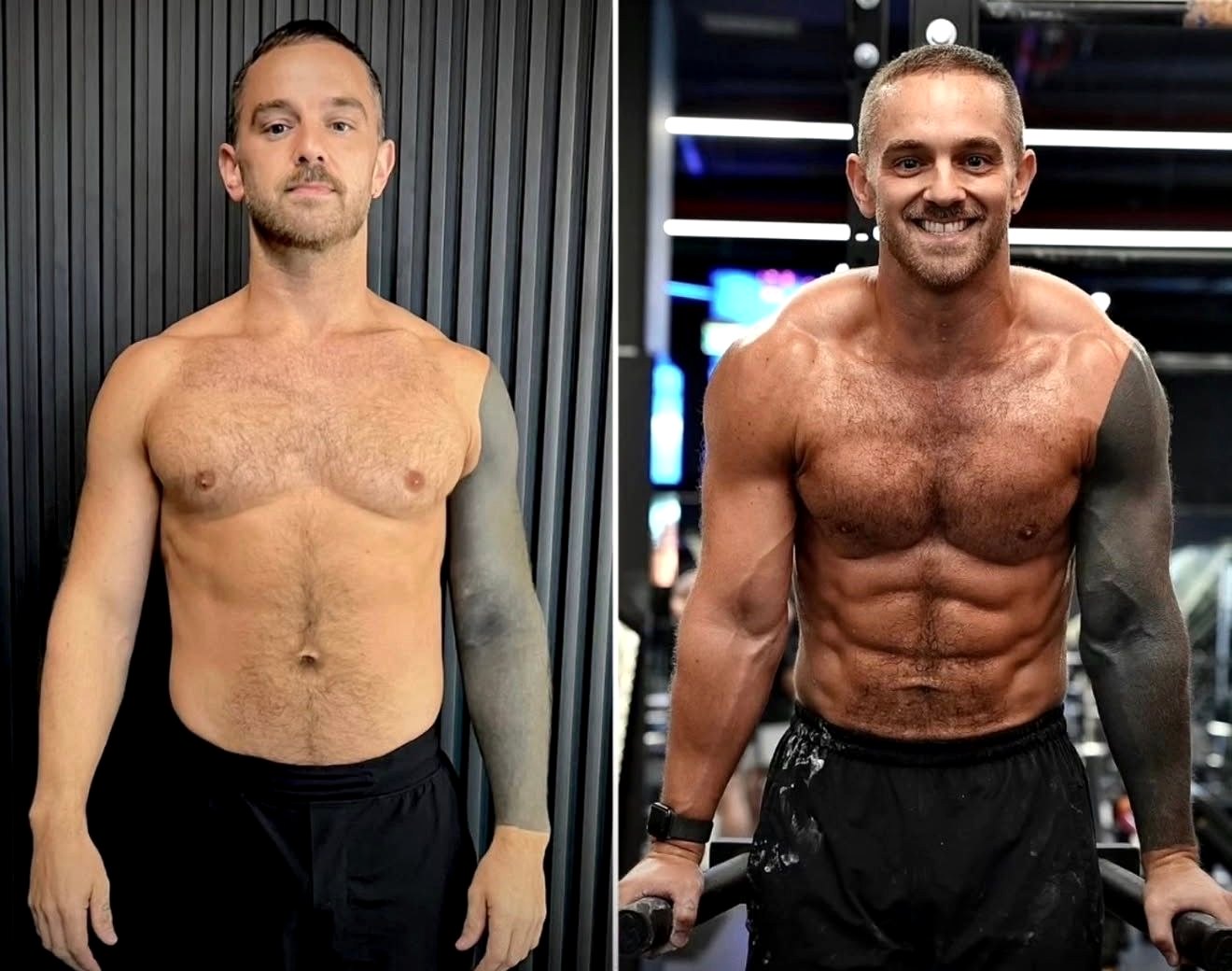 Male client before and after an 8 week NOVABODY transformation